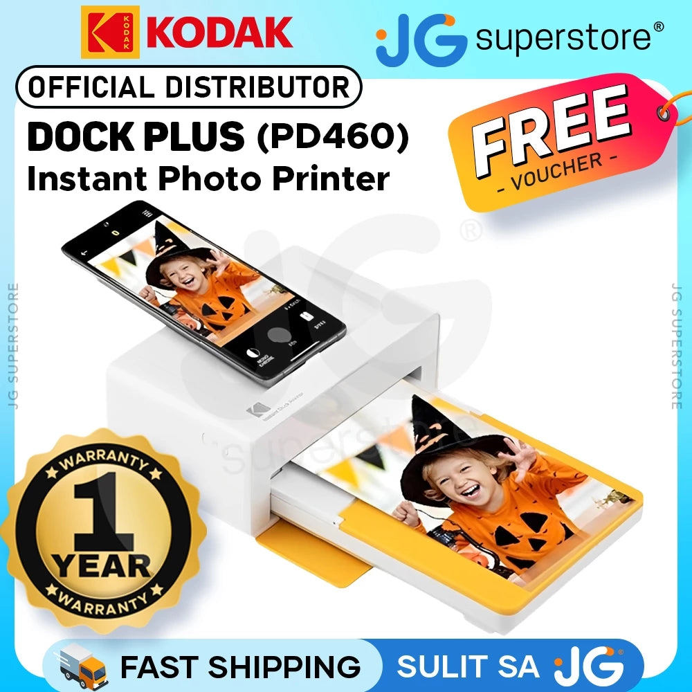 KODAK Dock Plus Photo Printer + Paper Bundle – Type-C & Lightning Dock, 4x6 Prints